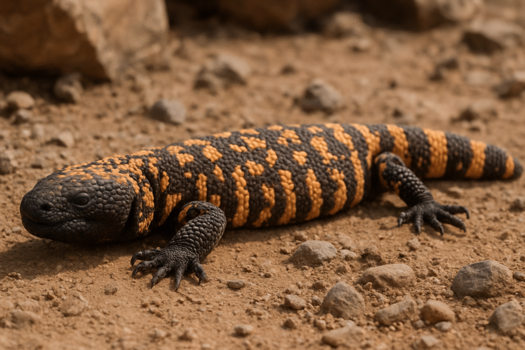 Gila monster lizard resting in the desert – the animal that inspired Ozempic’s GLP-1 medication